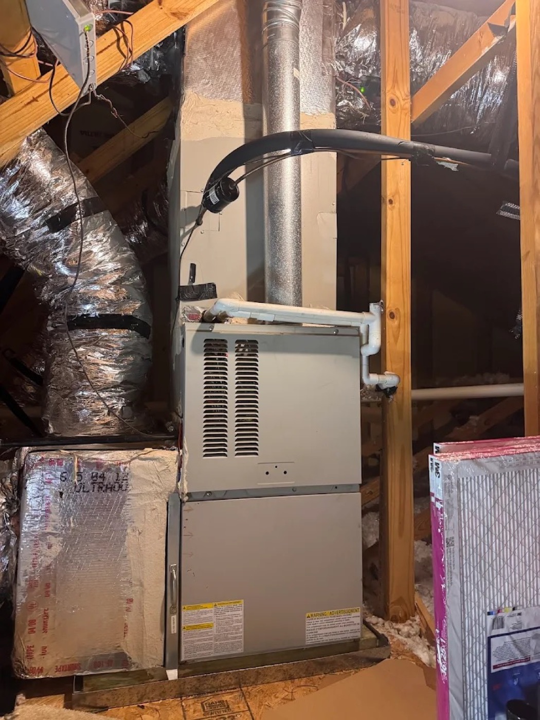Dynasty-installed furnace and ductwork in an attic space